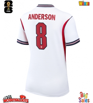 England Elliot Anderson #8 Replica Home Stadium Shirt for Women World Cup 2026 Short Sleeve